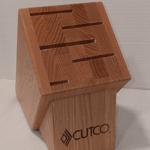 CUTCO 5 Slot Gourmet Kitchen Knife Block Solid Honey Oak (Block only) USA made - Picture 1 of 4